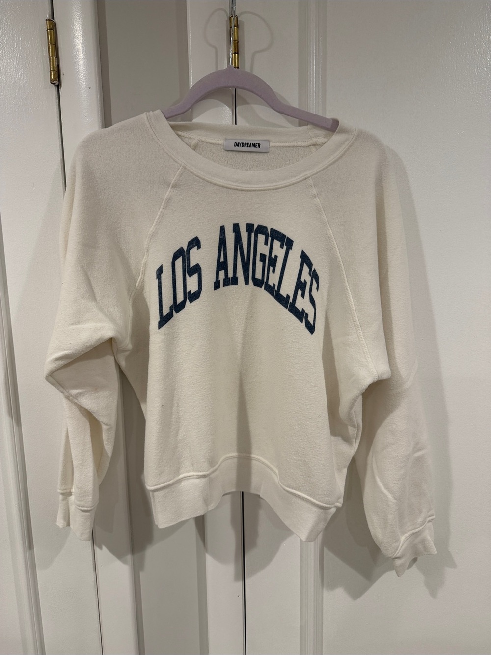 Daydreamer Cream Crewneck Sweatshirt with Black Logo Tag - Picture 2 of 5